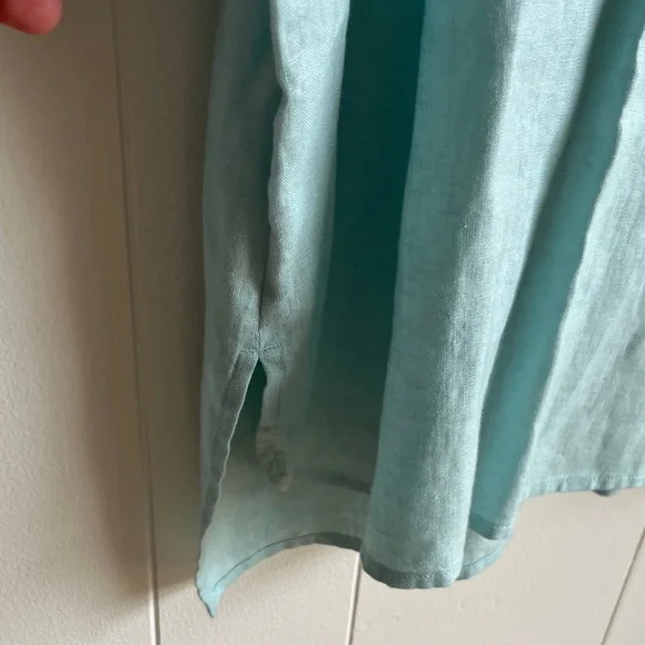 J. Jill Soft Blue 100% Linen Buttom Down Top Coastal Grandma Beach Resort Sz 3X - Picture 8 of 9